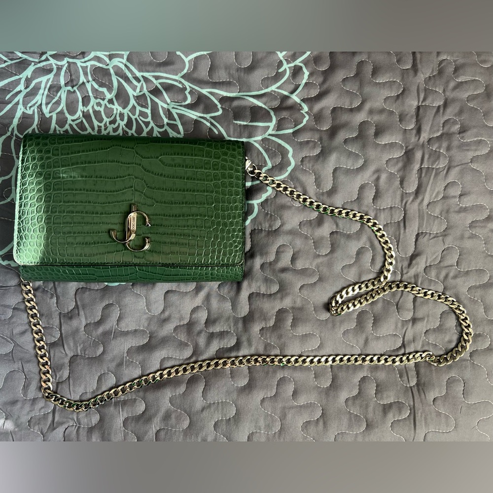 Jimmi Choo Cactus Croc Embossed Clutch